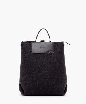 Bedford Backpack Charcoal Felt, Black Leather Big/Large