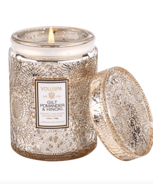 Gilt Pomander & Hinoki Small Glass Jar w/ lid 5.5oz