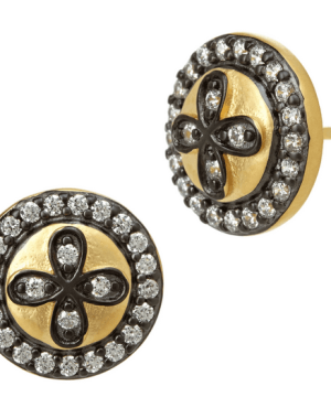 Clover Stud Earrings Black/Gold