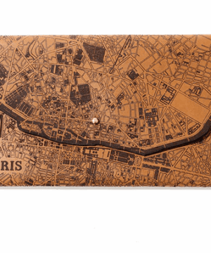 Leather Paris Map Clutch