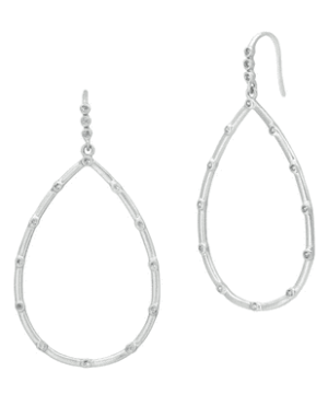 Bezel Teardrop Earrings Silver
