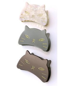 Cat Face Pinch Hair Clip -Various Colors 3.25"L, 2"W, 1.5"D