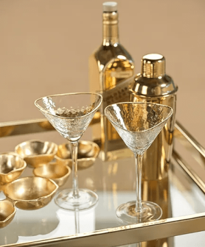 Aperitivo Triangular Martini Glass, with Gold Rim