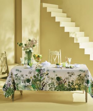 Nenuphars Parchemin Tablecloth 61” x 120” 50% Cotton/ 50% Linen