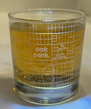 Oak Park Map Rocks Glass
