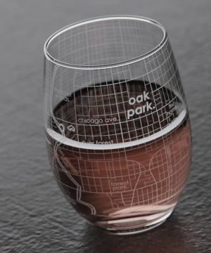 Stemless Oak Park Map Wine Glass