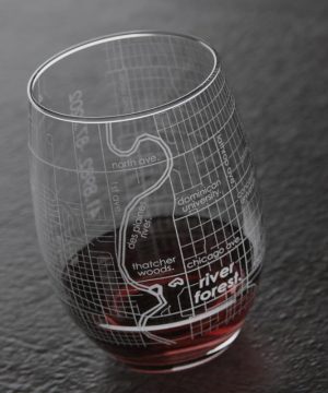 Stemless River Forest Map Wine Glass