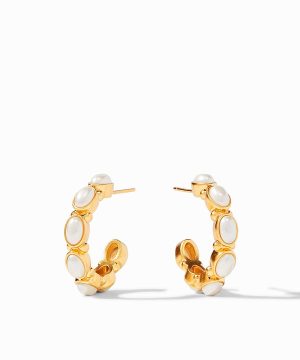 Mykonos Gold Pearl Hoop Small