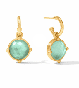 Honeybee Hoop & Charm Earring - Iridescent Aquamarine