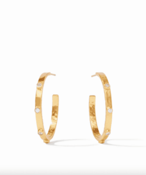 Crescent Gemstone Hoop Earring Gold