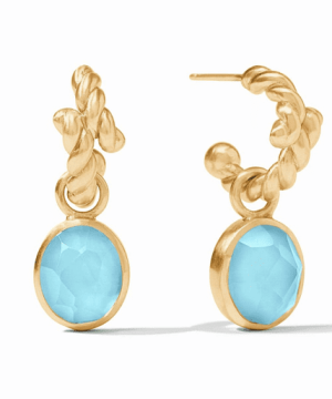 Nassau Hoop & Charm Earrings Iridescent Capri Blue