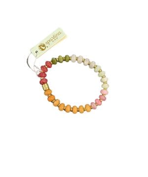 Stone Stretch Bracelet 10mm Pink/Green