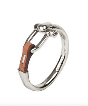 Ecuestre Brillante Silver Plated Leather Bracelet M