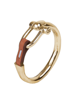 Ecuestre Brillante Gold Plated Leather Bracelet M