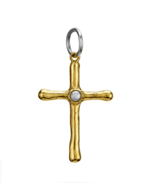 Poetic Cross with Pearl Pendant - Ceramic Coated Brass