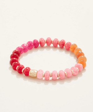 Stone Stretch Bracelet 10mm Pink/Red
