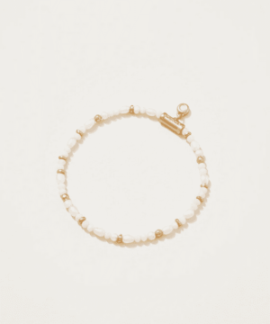 Stretch Bracelet 4mm Sparkly Pearl/Gold