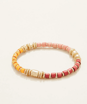 Pony Stretch Bracelet 6mm Pink/Orange