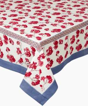 Cherry Blossom Cream & Blush Tablecloth 71x71"