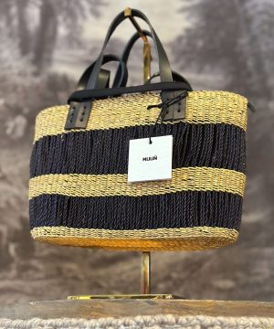 MARCUS Natural/ Black Straw Bag