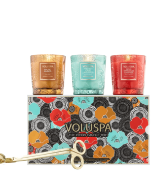 Icons Candle Trio with Gold Plated Wick Trimmer in Gift Box