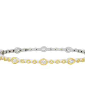 Teardrop Station Hinge Bangle Silver & Gold