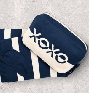 Dual xoxo Estate de Natural Blue Travel Set Blanket (40x60")