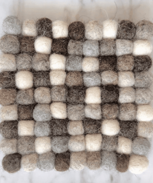 Square Wool Coasters /Set of 4 -Neutral & Gray