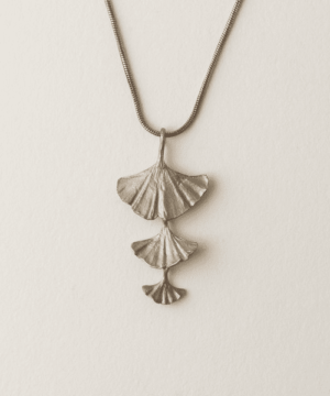 Ginkgo Pendant Necklace Triple Leaves