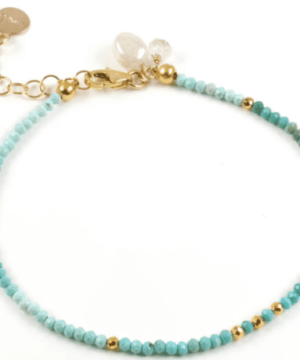 Turquoise w/Gold Coated Pyrite Charm Bracelet