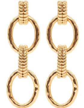 Cleopatra Regal Double Link Gold Earrings