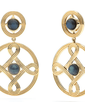Monique Double Gold/Blue Labradorite Drop Earrings