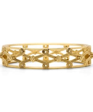 Monique Lattice Hinged Bangle - Gold