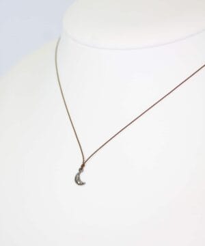 Pave Diamond Necklace Crescent Moon