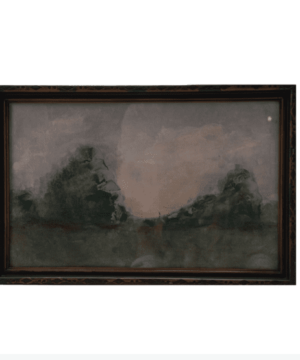 Wood framed Glass Wall Decor w/ Landscape (17 3/4" w)