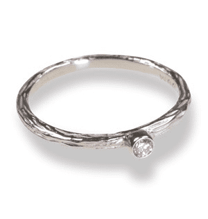 Pebble White Gold Stacking Ring Size 6