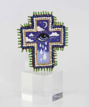 Cross w/ Tears Embroidered Brooch