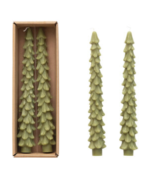 Tree Shaped Taper Candles Set/2 Light Green