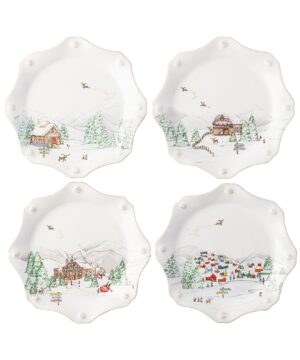 Berry & Thread North Pole Scalloped Dessert/Salad Plate Set/4