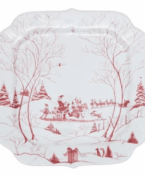 Country Estate Winter Frolic Ruby Santa's Cookie Tray