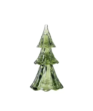 Berry & Thread Stackable Glass Tree, Evergreen, Set/3, 9"