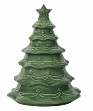 Berry & Thread Christmas Tree Cookie Jar w/Lid, Basil
