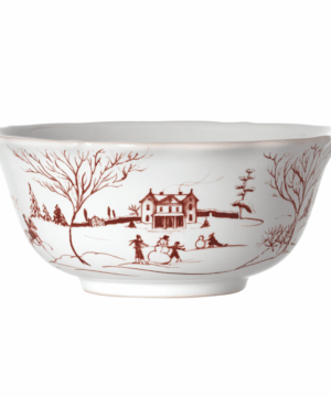 Country Estate Cereal/Ice Cream Bowl Winter Frolic Ruby