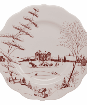 Country Estate Scallop Dinner Plate Winter Frolic, Christmas Eve Ruby