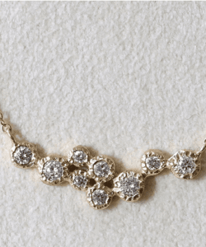 Nine Diamond cluster necklace 18K