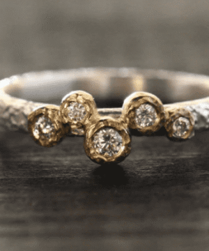 Five diamond offset bezel ring (6.5)