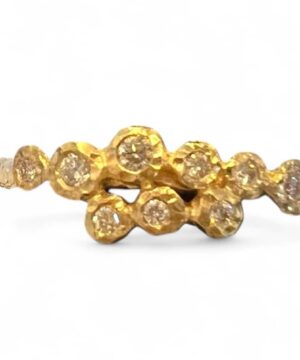 Sterling Silver Textured Band w/9 Diamonds Ring (6.5)