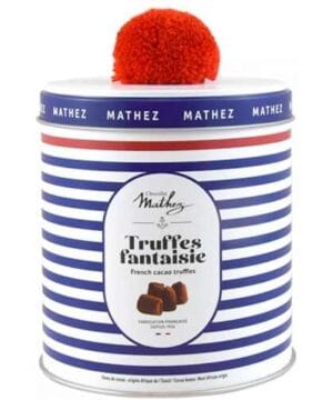 Mathez Cocoa Powdered Truffles in Pompon Tin