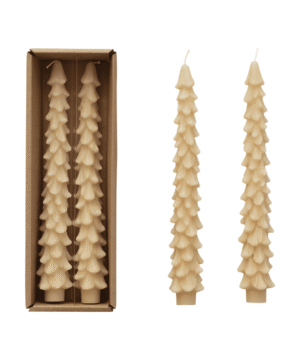 Tree Shaped Taper Candles Set/2 Eggnog Color