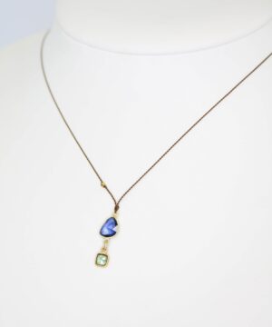 Double Sapphire Necklace Faceted w/18kt